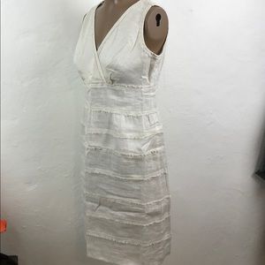 TALBOTS Ivory LINEN Cross Front SUN DRESS  8